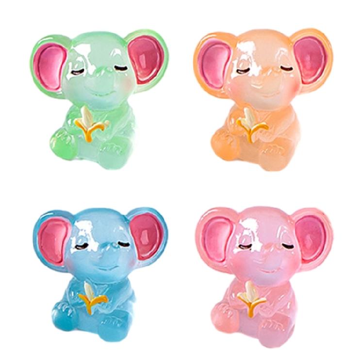 Resin Figurines Miniatures Elephant Glowing At Night Fairy Garden Decoration