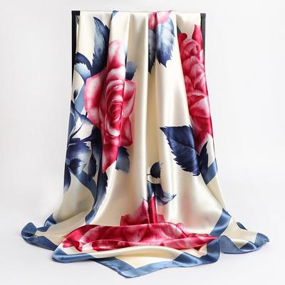 Di modo Floreale di Seta Sciarpa Quadrata Delle Donne Del Raso Hijab Foulard Fazzoletto da Collo di Stampa Della Signora Scialli Avvolge Foulard Bandana 2021 Nuovo