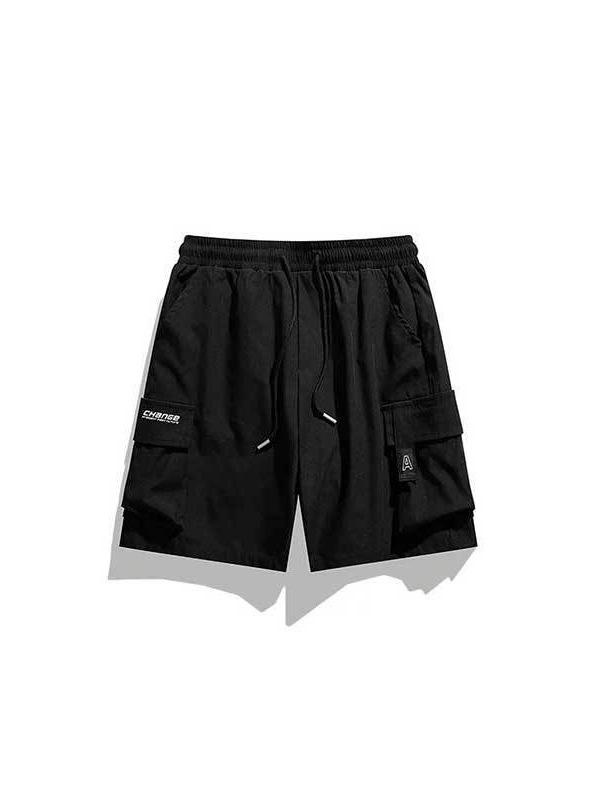 

Мужские летние модные шорты в стиле американского бренда с несколькими карманами для повседневной работы - Свободный крой, для занятий спортом на открытом воздухе, Прямая штанина, Дизайн 5 карманов. L чёрный