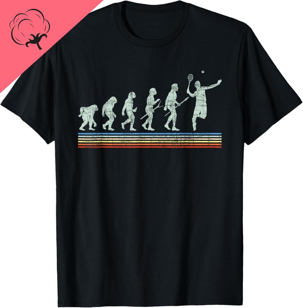 Retro Tennis Player Evolution Racket Game Sports Lover TShirt Unisex Summer Streetwear Tops Cotton Graphic T Shirts Camisas