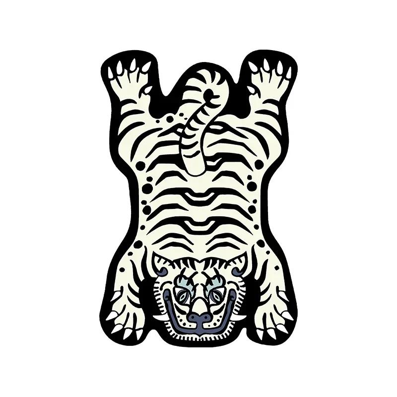 VIKAMA Creative Cartoon Tiger Rug Cute Animal Living Room Children's Bedroom Bed Blanket Home Decor Non-Slip Entrance Doormat