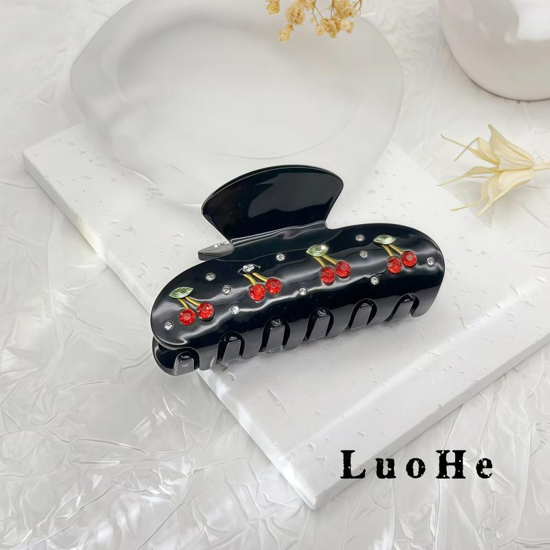 

Cherry Hair Claw: Simple French Ponytail Acetate Shark Clip for Women