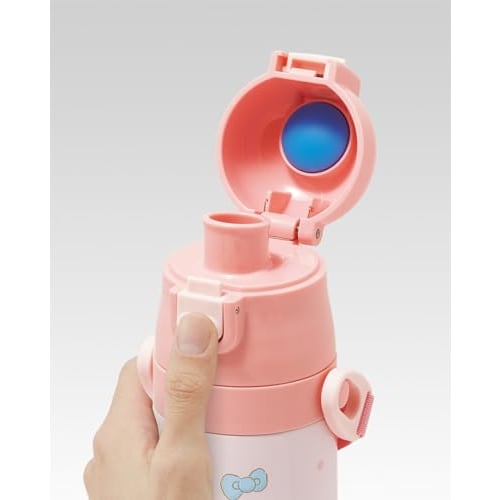 Skater Children's Water Bottle, 2-Way, 470ml (Direct Drinking) or 430ml (Cup Drinking) Design, Sanrio Hello Kitty Big Ribbon, Girls' Stainless Steel,