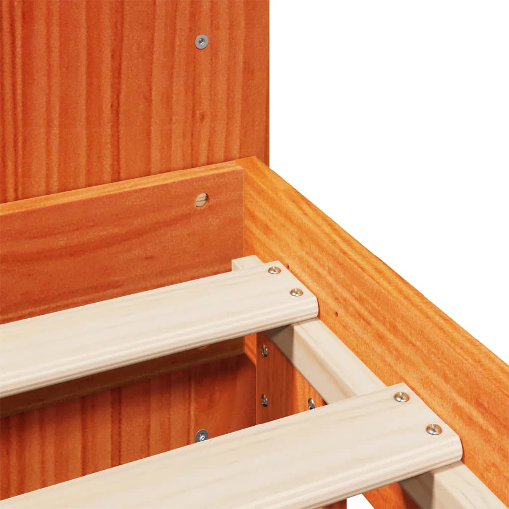 Solid Wood Bed Without Mattress Wax Brown 140 X 190 Cm Pine Wood