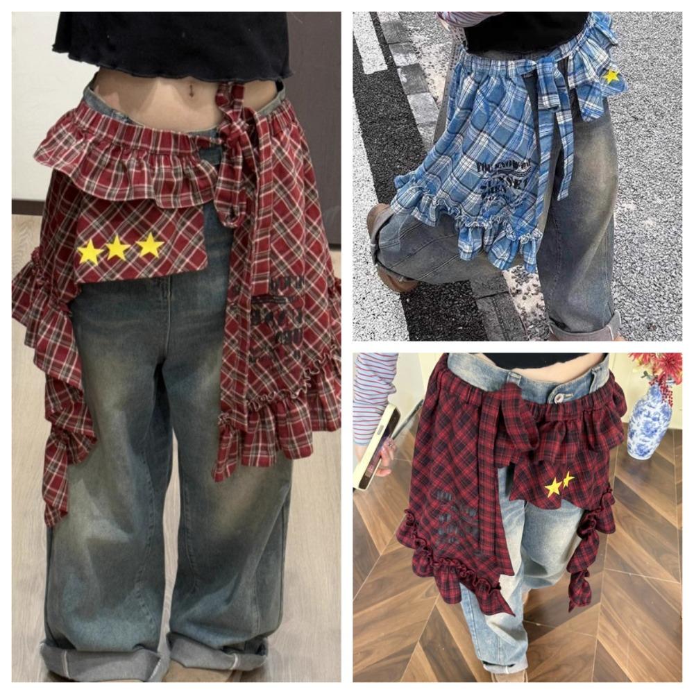Hip-hop Lace Up Hip Scarf Shirt Extender Ruffled Edge Waistband  Waist Accessories