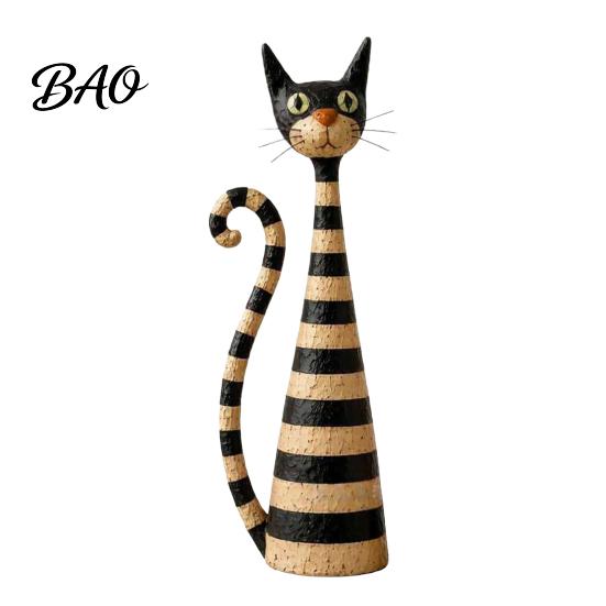 Thoughtful Gifts for Cat Owners Vintage & Lady Resin Sculpture, Artistic Striped Statues, Sculptures Elegant Polka Dot Ornament, Housewarming