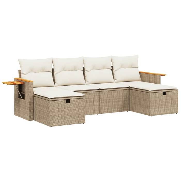 VidaXL Garden Lounge Set with Cushions 6 Pcs, Patio Sofas, Patio Furniture Set, Outdoor Furniture, Beige 3265559
