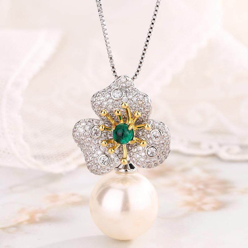 New Pearl Set Imitation Natural Australian White S925 Silver Needle Earrings Collarbone Chain High-end Women's Batch