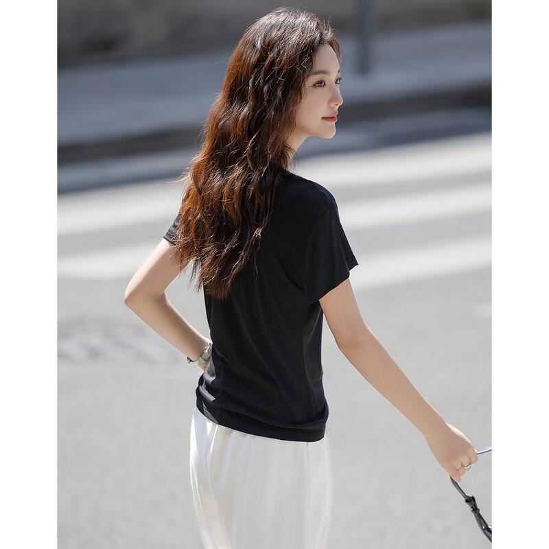 Demana Women's Breathable Lyocell Letter Print T-Shirt