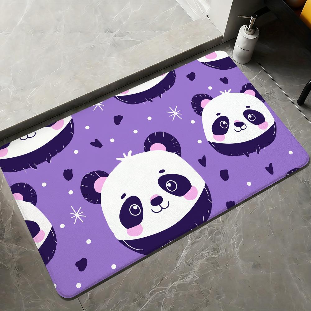 Cute Cartoon Panda Floor Mat Flannel Rugs Soft Winter Warmth Floor Mat Thickened Non-Slip for Living Room Home Door Mat