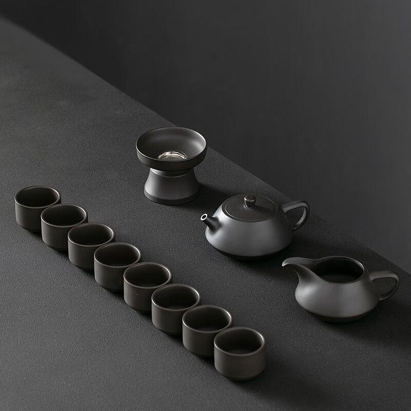 Qiuqiao Zisha Black Clay Kung Fu Tea Set One Size