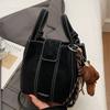Winter new casual splicing shoulder bag high value casual messenger bag fashionable bucket bag