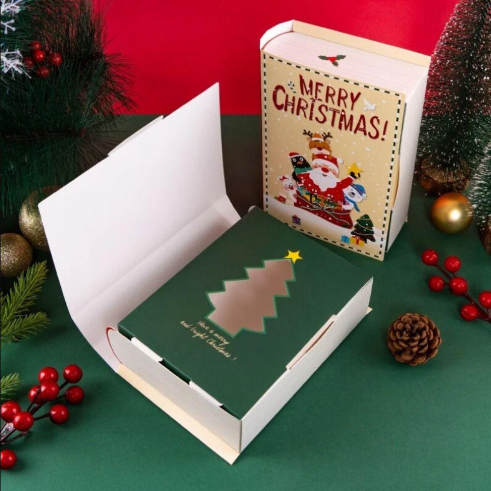 5pcs Paper Book Shape Paper Box Santa Christmas Sugar Gift Box  Party Decoration