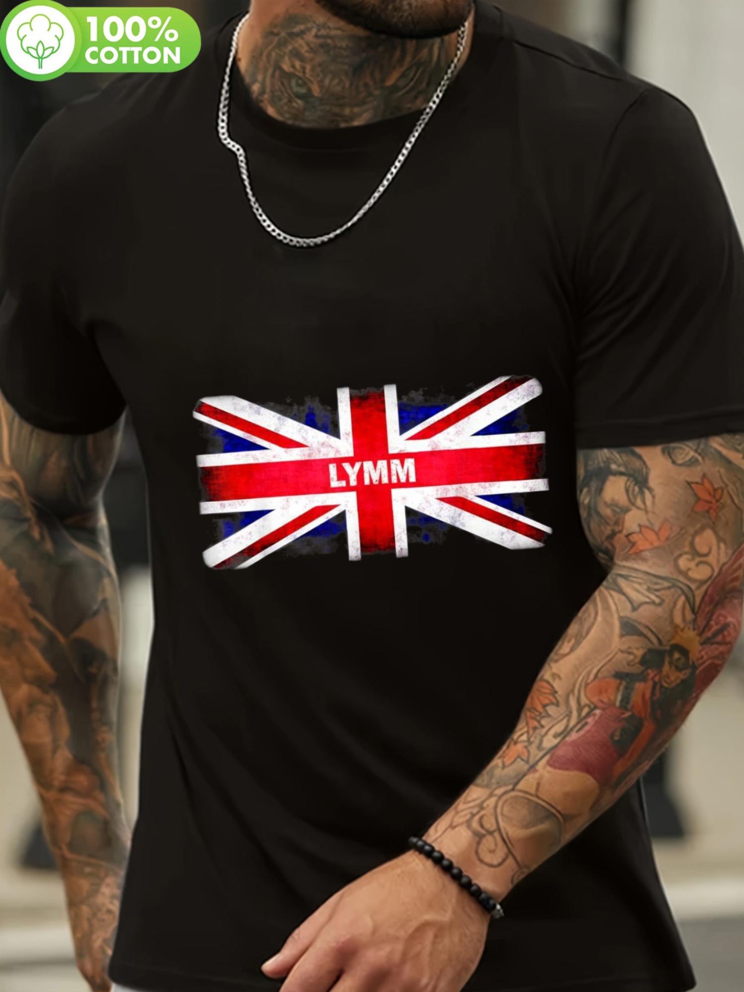 Lymm UK Мужская футболка с британским флагом (Union Jack), плотность 180 г/м² - Удобная и влагоотводящая футболка M