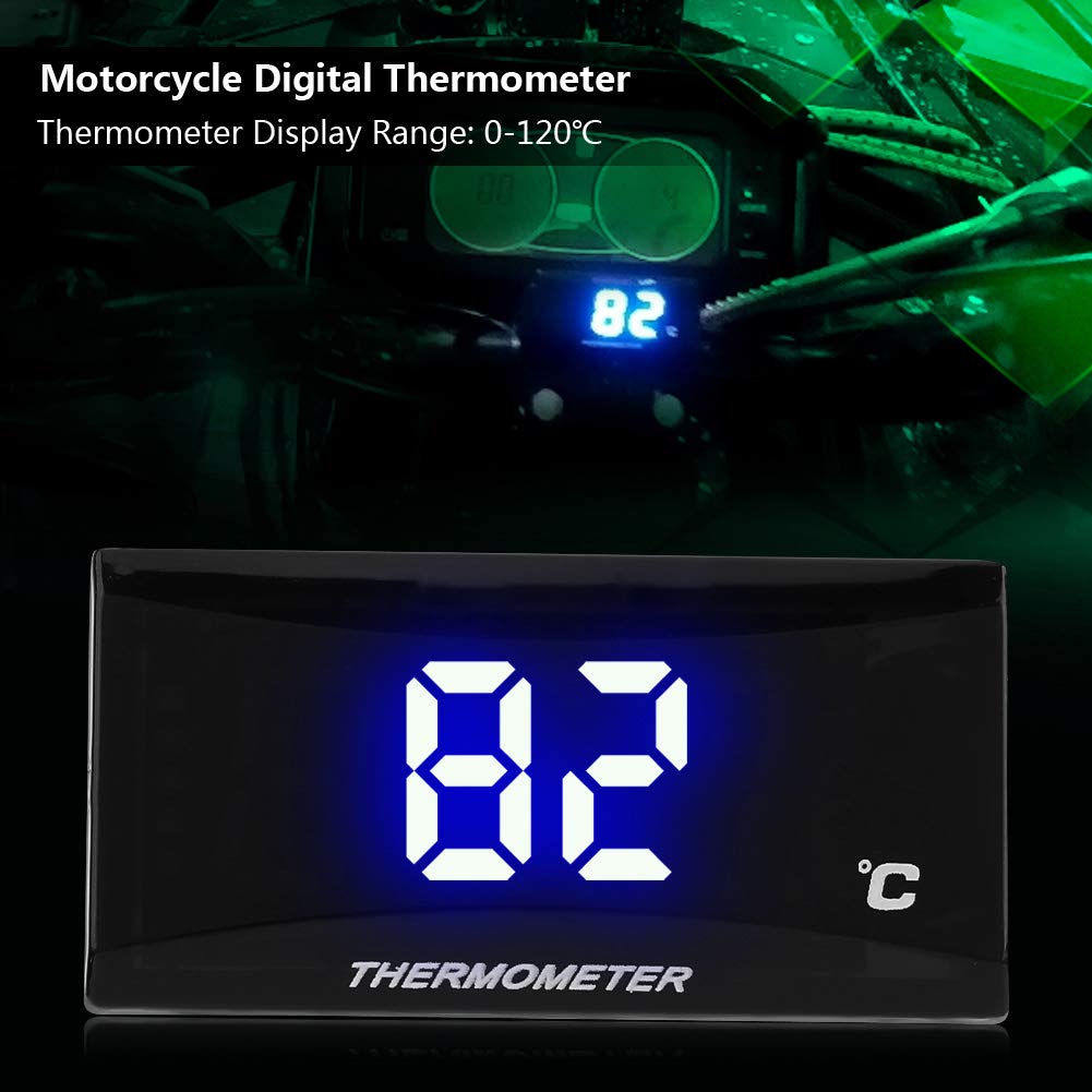 KIMISS Motorcycle Digital Water Temperature Gauge Blue Light