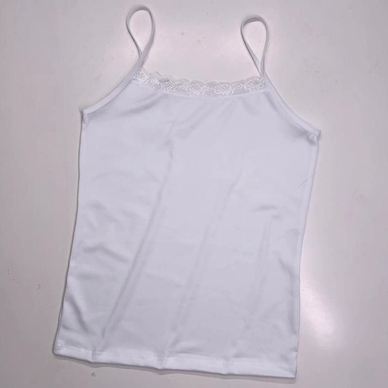 [Packing] Solid color sling vest women s summer versatile sling neckline lace small sling sexy vest L белый