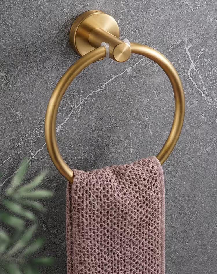 Badrumshanddukshållare & Ring i Rostfritt Stål - Punchfri Installation