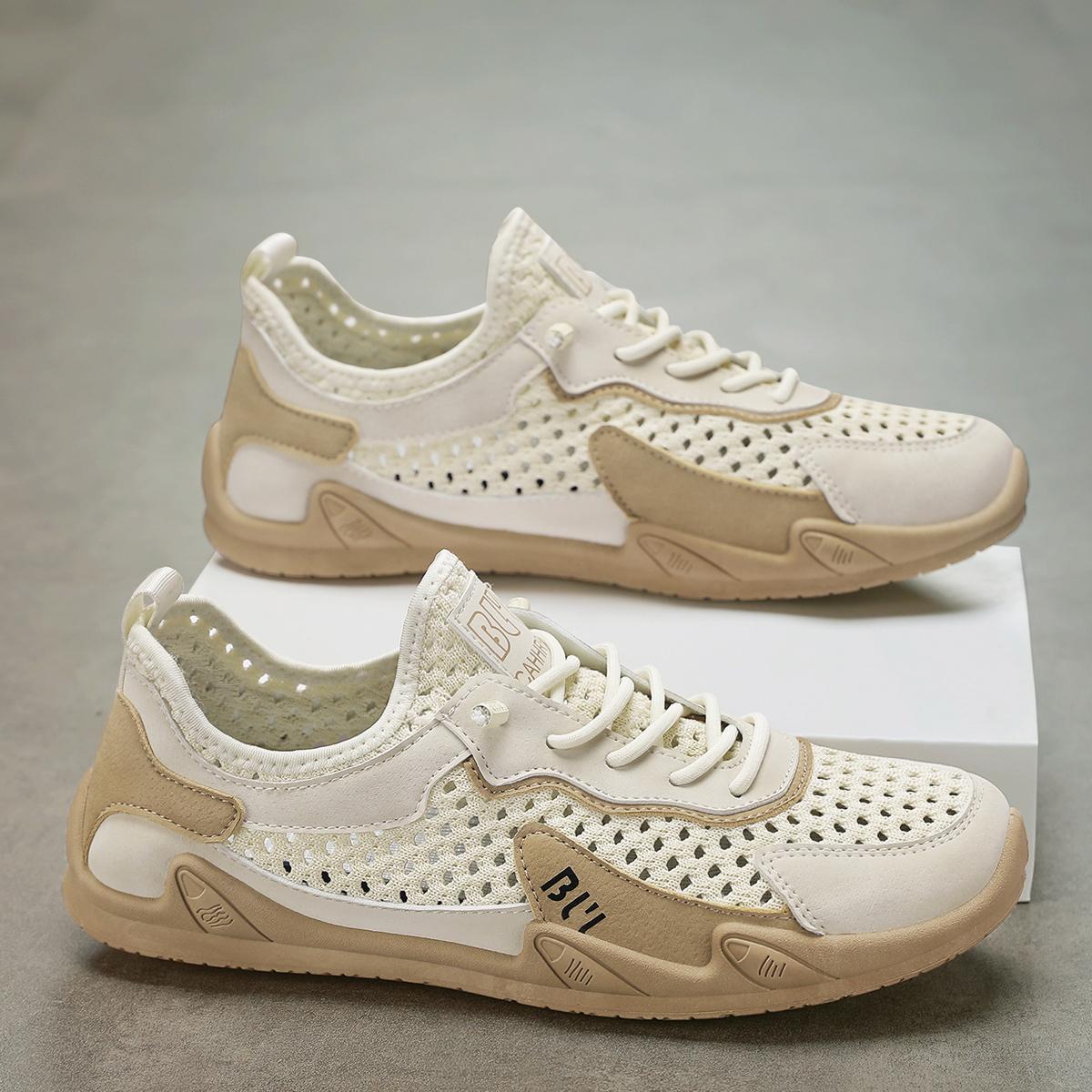 Дышащие мужские сетчатые полые кроссовки для летней повседневной одежды 44 хаки — фото 11