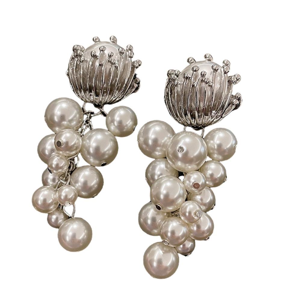 Elegant Grape Shape Earrings Sweet Pearl Beaded Earrings Creative Pear Drop Earrings  Women