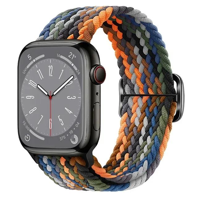 Nylon Strap for Apple Watch Ultra 2 Band 49mm 40mm 44mm 41mm 38 45mm Elastic Braided Loop Bracelet IWatch Series 9 8 7 6 SE 5 4