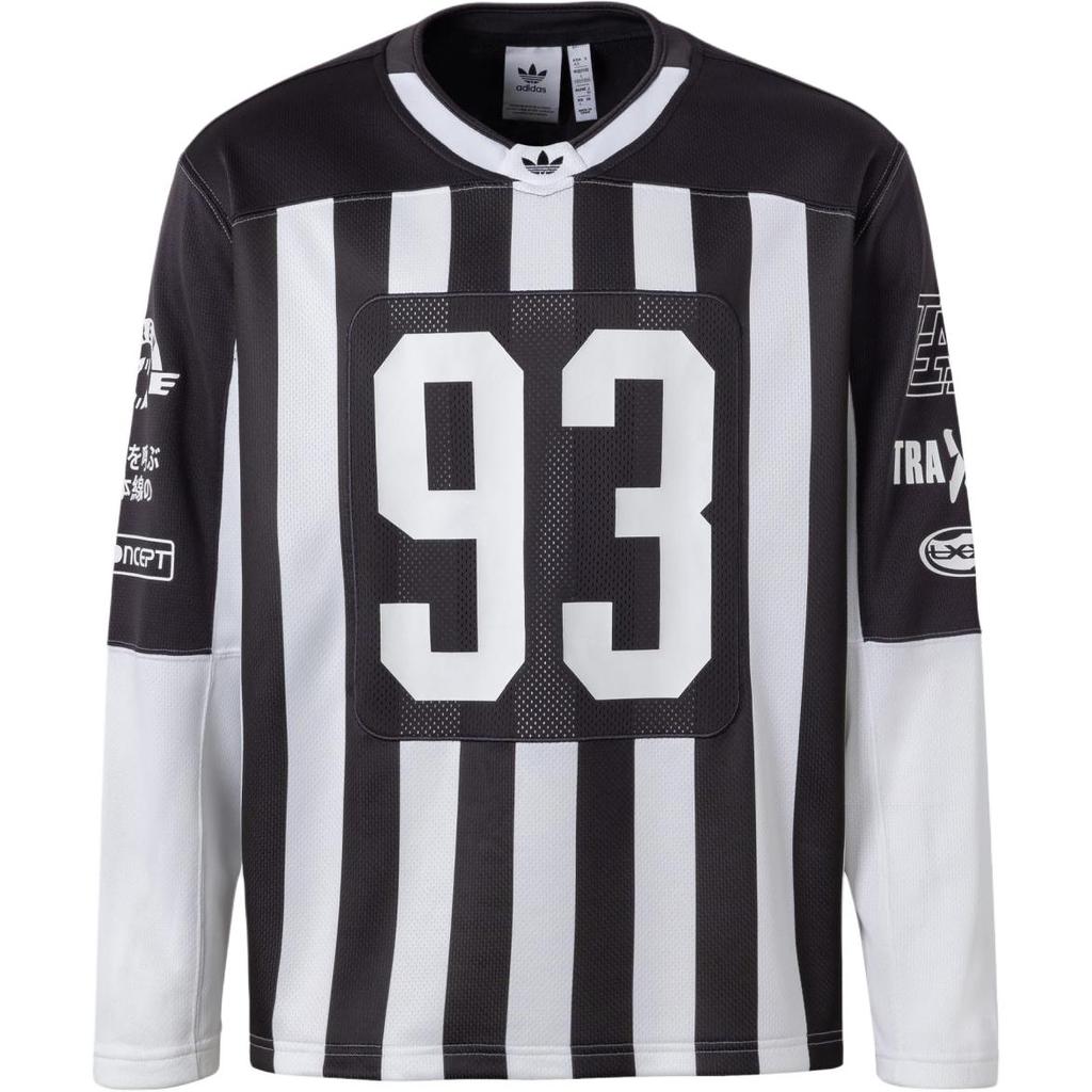Adidas Originals Adilenium Ss24 Team 93 Jersey Fashion Long Sleeve Crew Neck Retro Football Shirt Men Tops Black White JM4943
