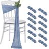 16Pcs Sage Green Wedding Chair Sashes  Chair Bow Designed Decorative Chair Sashes for Wedding Reception Party Hotel Decoration