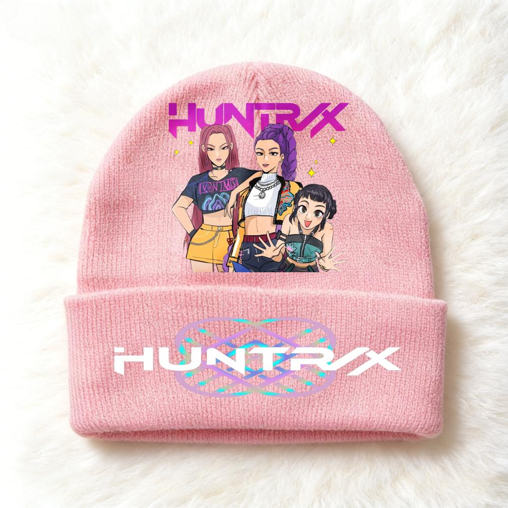 Berretto lavorato a maglia per bambini con stampa Anime Kpop Demon Hunters, Filato di lana, Stagione autunnale, Stagione fredda, Cappello alla moda per bambini, Copricapo, Abbigliamento