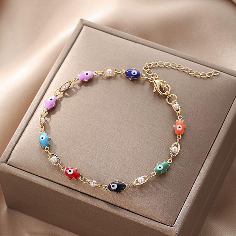 Women Bracelets Candy Color Bracelets Alloy Material Friendship Bracelets Beads Bangles Jewelry Gift for Women Girls