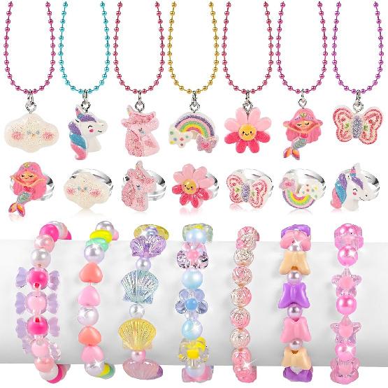 Faburo 12pcs Toddler Jewelry for Girls -6 Necklaces, 6 Bracelets | Little Girls Jewelry Kids Mermaid Necklace for girls, Kids Jewelry Necklace