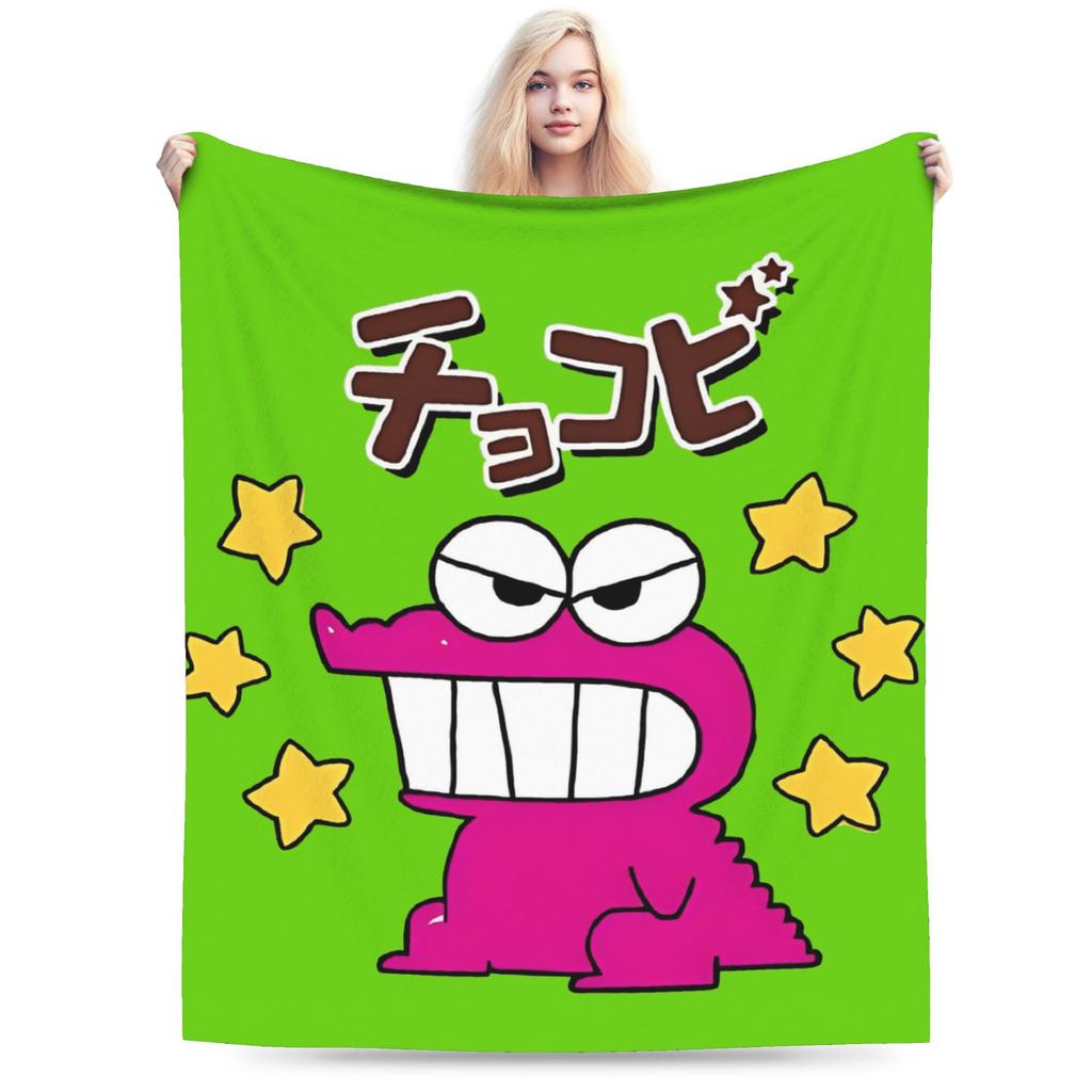 Crayon Shin Chan Demon Slayer Fleece Throw Blanket Anime Blankets for Home Travel Warm Plush Thin Quilt