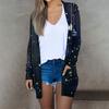 Women's Fashion Casual Christmas Printed Mid-Length Cardigan Long Sleeve Jacket