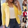Damen Blazer einfarbig ohne Knopf Langarm Slim Fit Anzugjacke?Mantel
