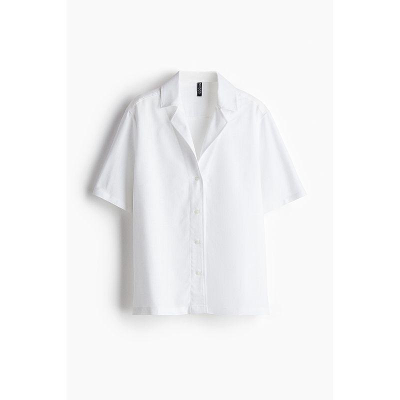 

HM Women s Shirt 2025 Summer New Arrival Cuban Collar Loose Design Commute Leisure Shirt Tops 1281807