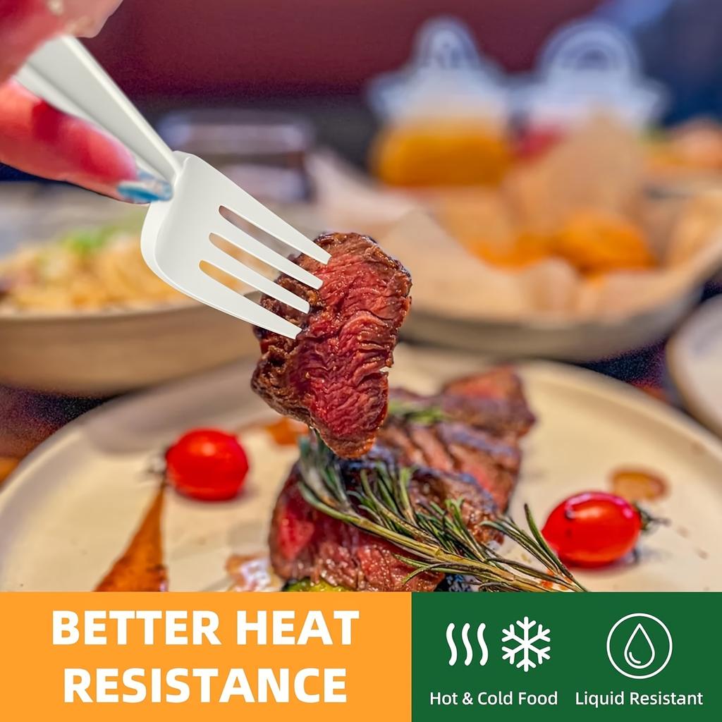 150pcs 7" Forks - Heavy Duty Cornstarch Cutlery, Disposable Forks with Better Heat Resistance, Ivory White for Parties, BBQs, Restaurants & Home Use