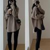 Frauen Herbst Winter Lange Pullover Pullover Oansatz Volle Hülse Lose Strick Unten Shirt Top Einfarbig