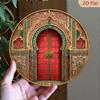 Metal Wall Art Moroccan Arabian Geometric Aluminum Poster 8x8 Inch Waterproof for Living Room