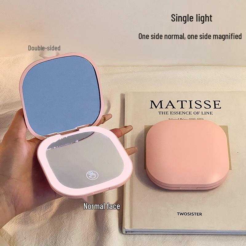 Tragbarer LED-Handspiegel für Make-up - Luxuriöses faltbares Design für Frauen, Studenten und Wohnheime
