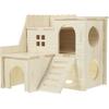 LOGOFUN Wooden Hamster Hideout Castle Multi-Chamber Hide Hut with Climbing Ladder for Chinchillas Guinea Pigs Small Pet Cage Accessories - 6 * 5 *