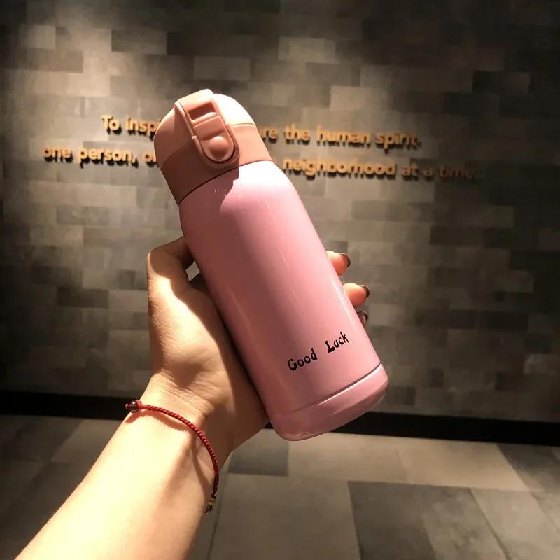 1/2PCS Goodluck Small Cute Mini Thermos Cup MINI Portable Creative Pot Belly Water Cup Pocket Cup with Hand Gift
