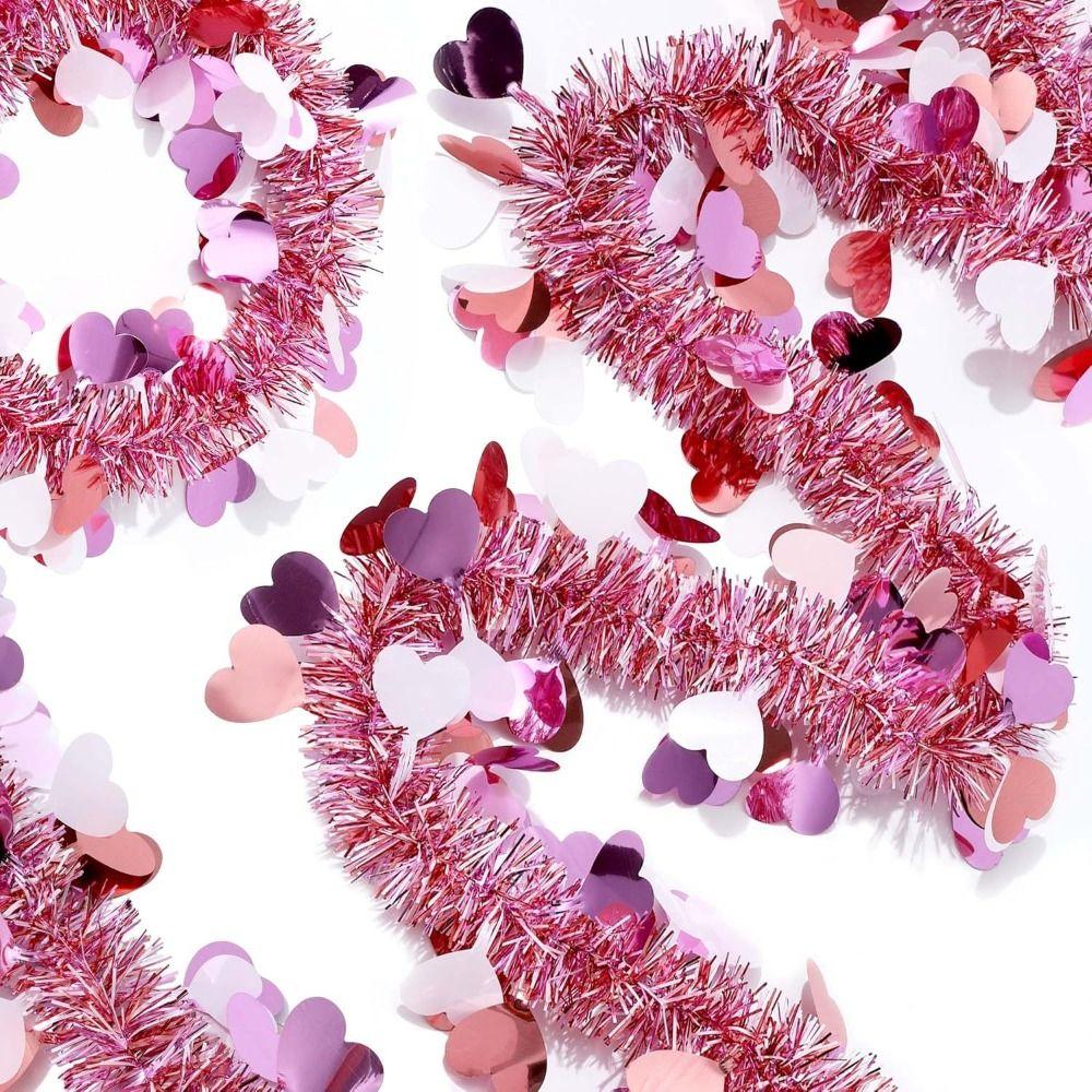 Love Sequins Heart Tinsel Garland 2M Hanging Decor Colorful Valentines Garland  Festival Mantel