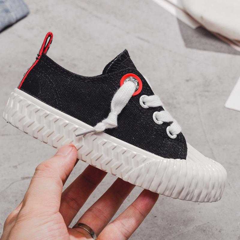 Children Shoes Boys Low Top Solid Canvas Shoes Gilrs Toe Protection Soft Sole Casual Sneakers Size