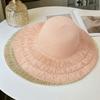 Foldable Straw Hat Wide Brim Fisherman Hat Women Fashion Sun Hat  For Beach Holiday Vacation
