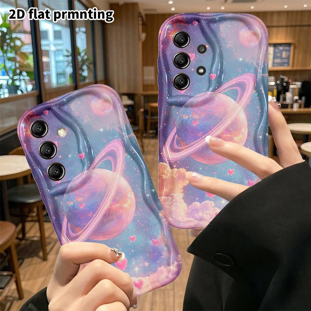 Phone Case: 2D Samsung Galaxy A34 A35 M05 M06 S20 S22 S21 FE Plus 5G Case, Pink and Purple Heart Planet, Christmas and Halloween Gift