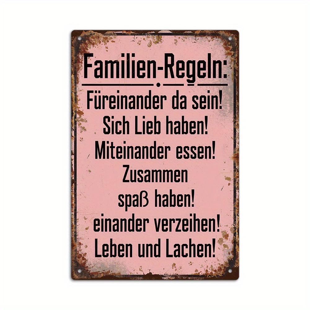 

German Vintage Family Rules Metal Tin Sign Rustic Home Decor 20x30cm（7.8x11.8inch）