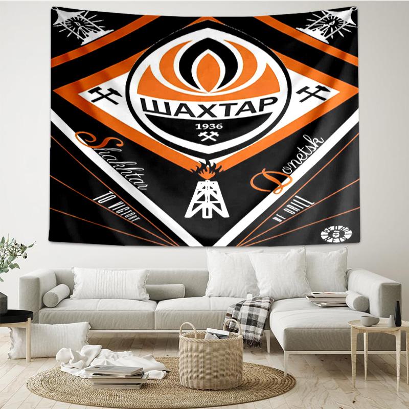 Shakhtar Donetsk Crest Design Tapestry Room Decoration Wall Hanging for Living Room Bedroom, dormitory, Birthday and Christmas gifts