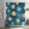 Blue Stars Shower Curtain Cute Cartoon Design For Bathroom Decorations