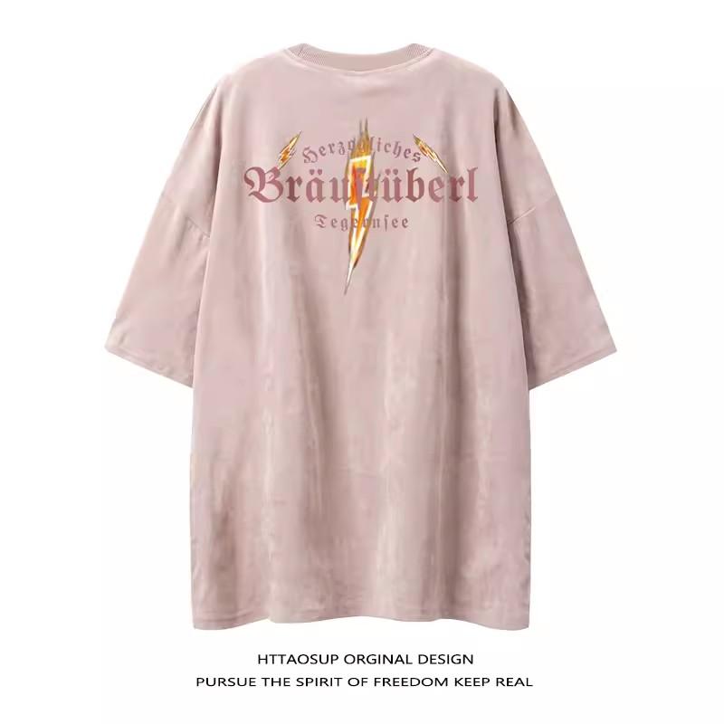 

Винтажные мужские футболки из тяжелой ткани большого размера, летние повседневные мужские футболки с короткими рукавами и круглым вырезом, выстиранные кислотой футболки, топы 3XL розовый