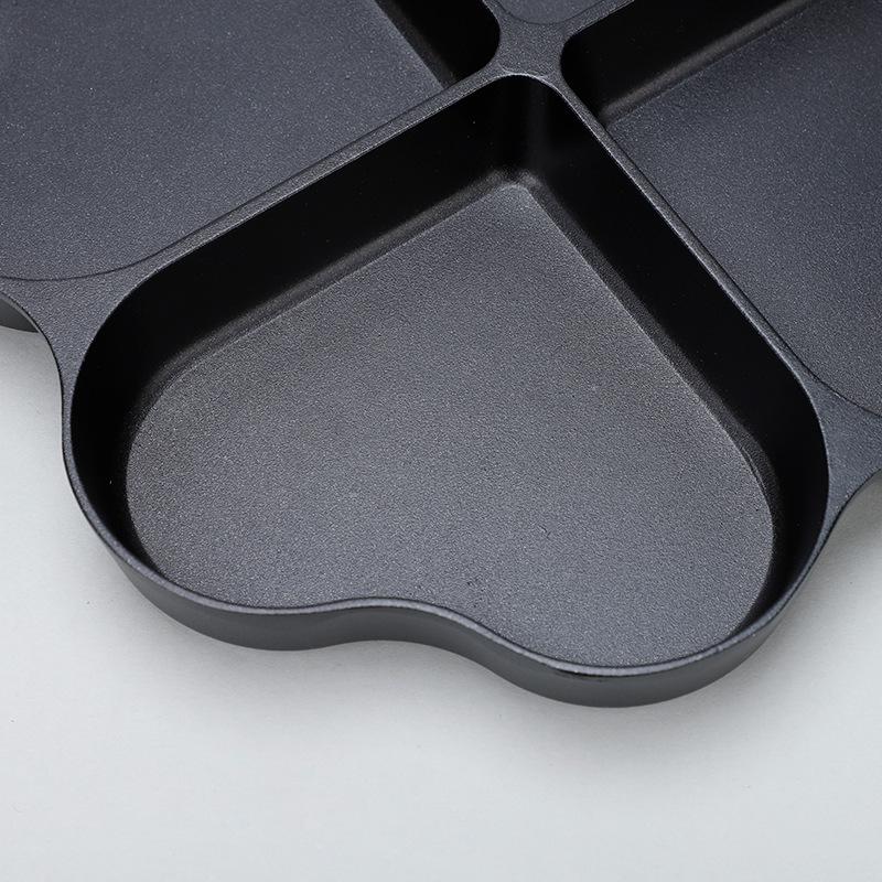 Heart-shaped Non-stick Maifan Stone Breakfast Pan with Four Holes for Eggs, Dumplings, and Hamburgers