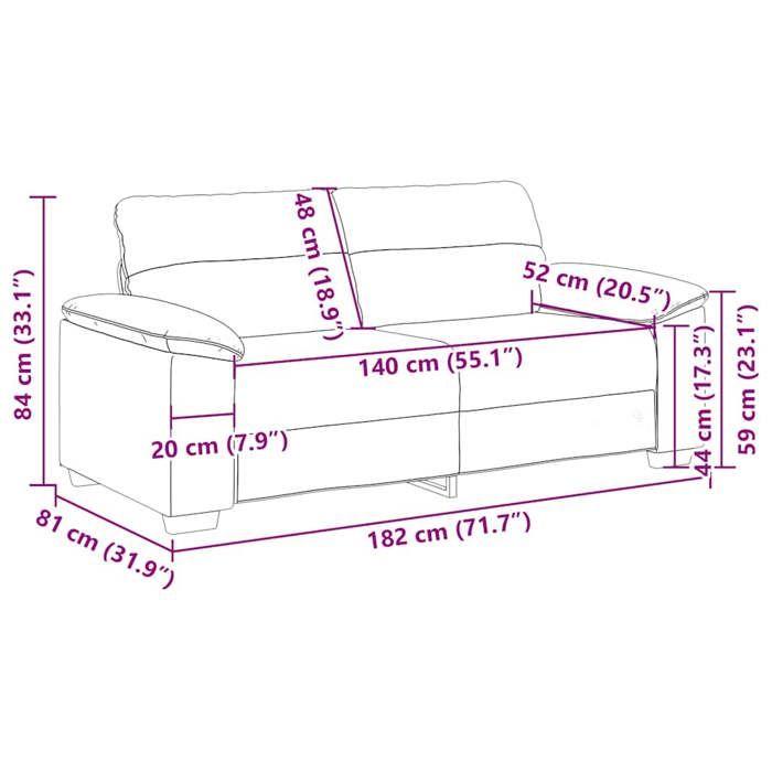 VidaXL Canapé à 2 places noir 140 cm tissu 4105309