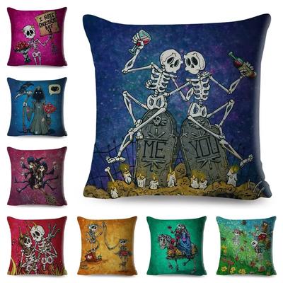 Music Skull Cushion Cover Pillowcase Car Bedroom Living Room Sofa Home Mexican Day of The Dead  Decoration
